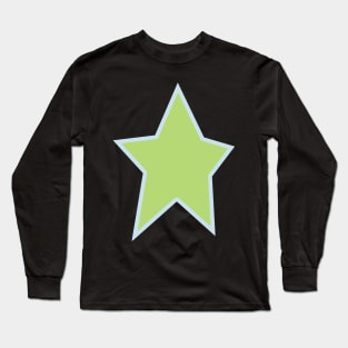 Green Star Light Blue Out Line Graphic Long Sleeve T-Shirt